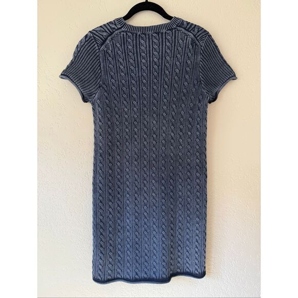 ATM Stone Washed Cable Knit Mini Sweater Dress - Picture 4 of 9